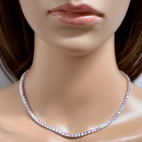 🍬$750 COTTON CANDY ITALIAN 925S TENNIS NECKLACE - Picture 5 of 13